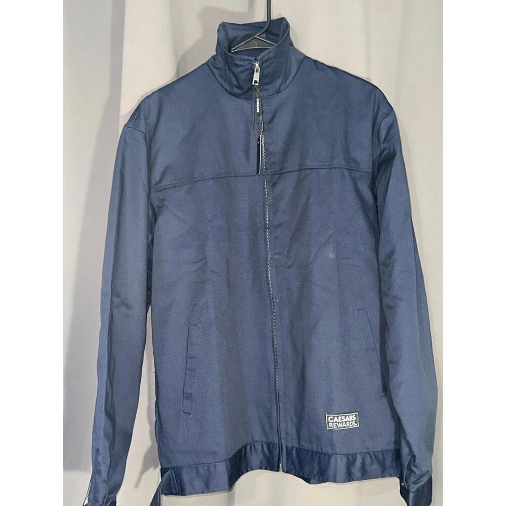 Caesars Rewards Navy Zip-Up Jacket – Size M, Plaid Lining